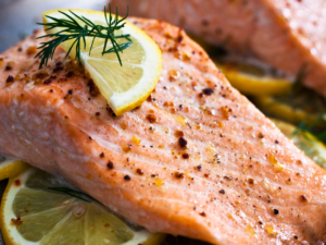 Baked salmon has healhthy fats